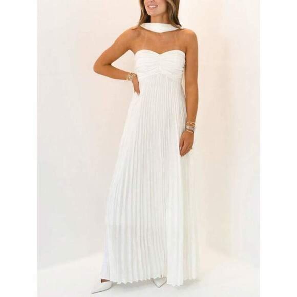 Women Solid Color Formal Strapless Dress Sexy Backless Maxi Long Dresses Y2K Sle - Picture 2 of 4